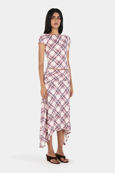 OWNLEY - FARRAH MIDI SKIRT - BERRY PLAID - PERTH BOUTIQUE - AUSTRALIAN BOUTIQUE - WA BOUTIQUE - INTERNATIONAL SHIPPING - USA SHIPPING - PERTH STORES - PERTH STORE - AUSTRALIA - WA - WESTER AUSTRALIA - WOMENS FASHION - FASHION - CLOTHING - WA STOCKIST - PERTH STOCKIST - AUSTRALIAN STOCKIST - STOCKIST