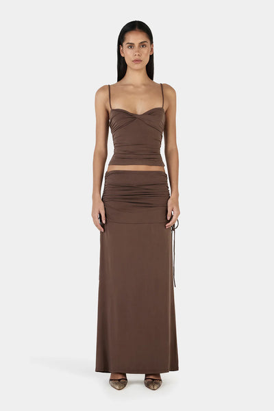 OWNLEY - HEATHER MAXI SKIRT - CHOCOLATE - PERTH BOUTIQUE - AUSTRALIAN BOUTIQUE - WA BOUTIQUE - INTERNATIONAL SHIPPING - USA SHIPPING - PERTH STORES - PERTH STORE - AUSTRALIA - WA - WESTER AUSTRALIA - WOMENS FASHION - FASHION - CLOTHING - WA STOCKIST - PERTH STOCKIST - AUSTRALIAN STOCKIST - STOCKIST