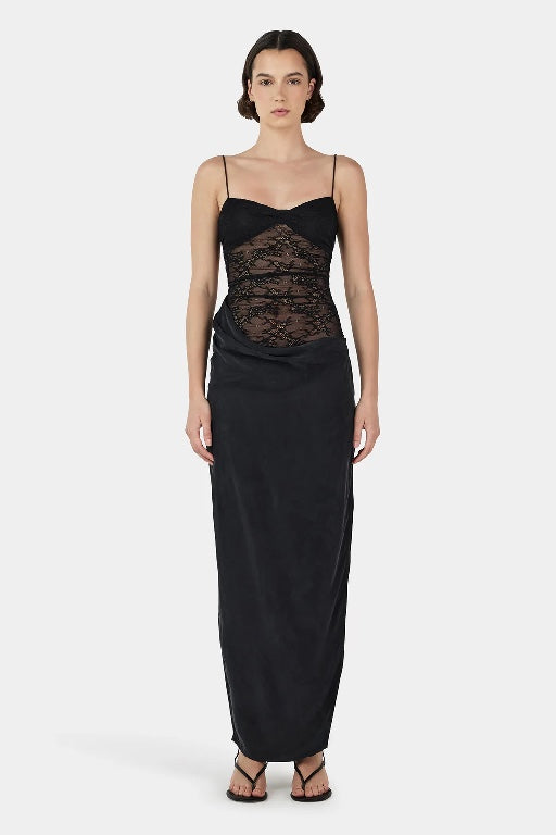 OWNLEY - LOLA LACE MIDI DRESS - BLACK
