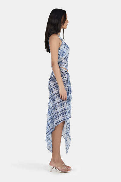 OWNLEY -  LONDON WRAP SKIRT - SKY PLAID - PERTH BOUTIQUE - AUSTRALIAN BOUTIQUE - WA BOUTIQUE - INTERNATIONAL SHIPPING - USA SHIPPING - PERTH STORES - PERTH STORE - AUSTRALIA - WA - WESTER AUSTRALIA - WOMENS FASHION - FASHION - CLOTHING - WA STOCKIST - PERTH STOCKIST - AUSTRALIAN STOCKIST - STOCKIST