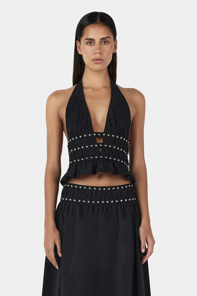 OWNLEY - MAVIS STUDDED TOP - BLACK - PERTH BOUTIQUE - AUSTRALIAN BOUTIQUE - WA BOUTIQUE - INTERNATIONAL SHIPPING - USA SHIPPING - PERTH STORES - PERTH STORE - AUSTRALIA - WA - WESTER AUSTRALIA - WOMENS FASHION - FASHION - CLOTHING - WA STOCKIST - PERTH STOCKIST - AUSTRALIAN STOCKIST - STOCKIST