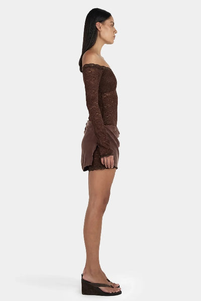 OWNLEY - TAHNEE MINI DRESS - CHOCOLATE - PERTH BOUTIQUE - AUSTRALIAN BOUTIQUE - WA BOUTIQUE - INTERNATIONAL SHIPPING - USA SHIPPING - PERTH STORES - PERTH STORE - AUSTRALIA - WA - WESTER AUSTRALIA - WOMENS FASHION - FASHION - CLOTHING - WA STOCKIST - PERTH STOCKIST - AUSTRALIAN STOCKIST - STOCKIST