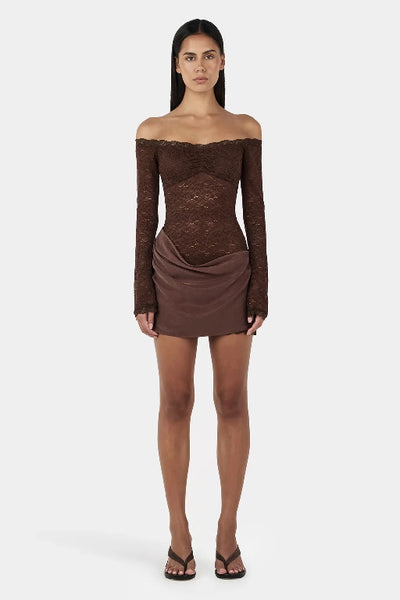 OWNLEY - TAHNEE MINI DRESS - CHOCOLATE - PERTH BOUTIQUE - AUSTRALIAN BOUTIQUE - WA BOUTIQUE - INTERNATIONAL SHIPPING - USA SHIPPING - PERTH STORES - PERTH STORE - AUSTRALIA - WA - WESTER AUSTRALIA - WOMENS FASHION - FASHION - CLOTHING - WA STOCKIST - PERTH STOCKIST - AUSTRALIAN STOCKIST - STOCKIST