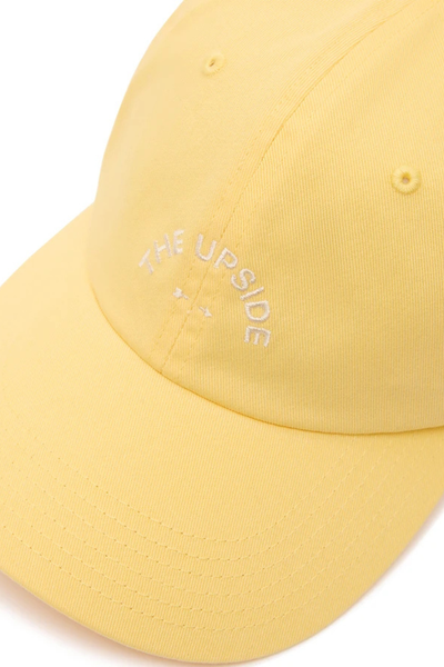 A detailed shot of the 100% cotton fabric, illustrating the breathable, soft-washed finish of the retro-style headwear.