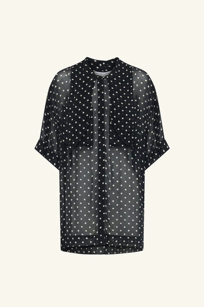 SHONA JOY - HOUSTON SHORT SLEEVE NECK TIE SHIRT - NOIR POLKA - PERTH BOUTIQUE - AUSTRALIAN BOUTIQUE - WA BOUTIQUE - INTERNATIONAL SHIPPING - USA SHIPPING - PERTH STORES - PERTH STORE - AUSTRALIA - WA - WESTER AUSTRALIA - WOMENS FASHION - FASHION - CLOTHING - WA STOCKIST - PERTH STOCKIST - AUSTRALIAN STOCKIST - STOCKIST