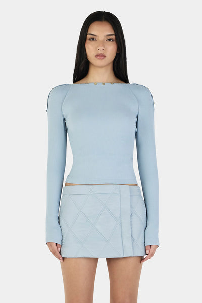 SHOP OWNLEY QUINN LONG SLEEVE TOP IN ICE BLUE ONLINE
