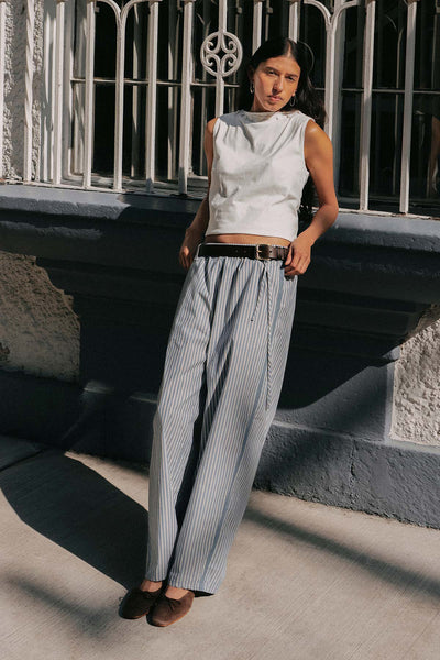 ROWIE - GABE LOUNGE PANTS - DUSTY BLUE STRIPE - PERTH BOUTIQUE - AUSTRALIAN BOUTIQUE - WA BOUTIQUE - INTERNATIONAL SHIPPING - USA SHIPPING - PERTH STORES - PERTH STORE - AUSTRALIA - WA - WESTER AUSTRALIA - WOMENS FASHION - FASHION - CLOTHING - WA STOCKIST - PERTH STOCKIST - AUSTRALIAN STOCKIST - STOCKIST