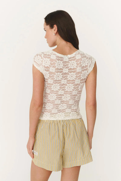 ROWIE - GALO SUNFLOWER LACE TEE - CREME - PERTH BOUTIQUE - AUSTRALIAN BOUTIQUE - WA BOUTIQUE - INTERNATIONAL SHIPPING - USA SHIPPING - PERTH STORES - PERTH STORE - AUSTRALIA - WA - WESTER AUSTRALIA - WOMENS FASHION - FASHION - CLOTHING - WA STOCKIST - PERTH STOCKIST - AUSTRALIAN STOCKIST - STOCKIST