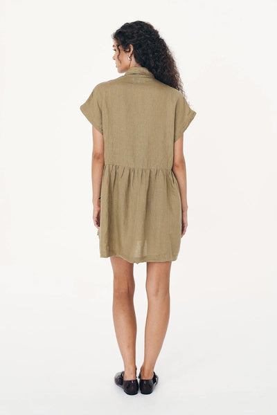 ROWIE - GINA LINEN MINI DRESS - DUSTY OLIVE - PERTH BOUTIQUE - AUSTRALIAN BOUTIQUE - WA BOUTIQUE - INTERNATIONAL SHIPPING - USA SHIPPING - PERTH STORES - PERTH STORE - AUSTRALIA - WA - WESTER AUSTRALIA - WOMENS FASHION - FASHION - CLOTHING - WA STOCKIST - PERTH STOCKIST - AUSTRALIAN STOCKIST - STOCKIST