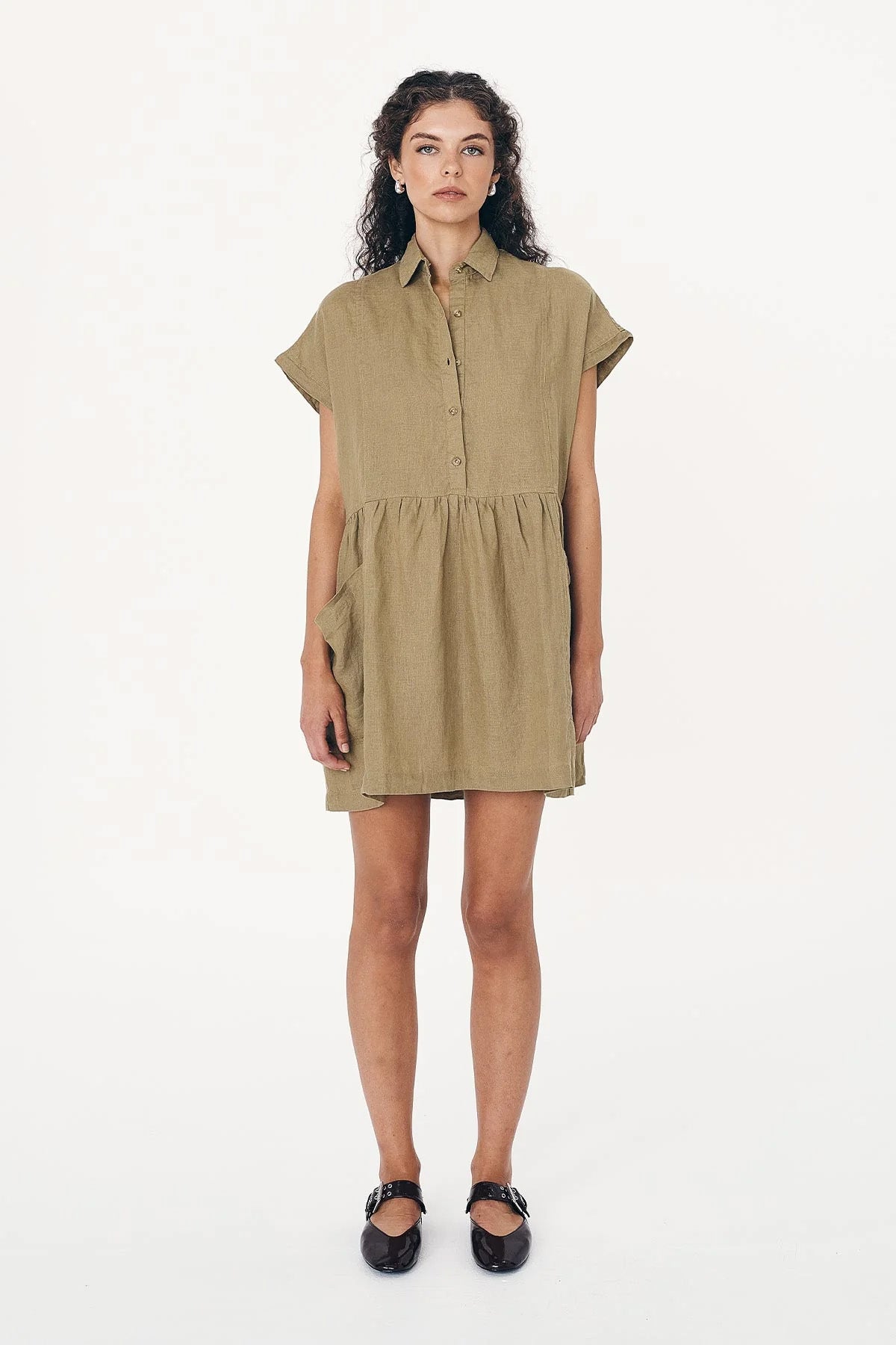 ROWIE - GINA LINEN MINI DRESS - DUSTY OLIVE - PERTH BOUTIQUE - AUSTRALIAN BOUTIQUE - WA BOUTIQUE - INTERNATIONAL SHIPPING - USA SHIPPING - PERTH STORES - PERTH STORE - AUSTRALIA - WA - WESTER AUSTRALIA - WOMENS FASHION - FASHION - CLOTHING - WA STOCKIST - PERTH STOCKIST - AUSTRALIAN STOCKIST - STOCKIST