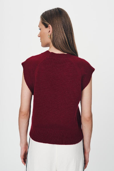 ROWIE - QUINN MERINO KNIT VEST - MERLOT RED - PERTH STOCKIST - AUSTRALIAN STOCKIST - WA STOCKIST - AUSTRALIA STOCKIST - AUS STOCKIST - PERTH BOUTIQUE - WA BOUTIQUE - AUS BOUTIQUE - AUSTRALIA BOUTIQUE 