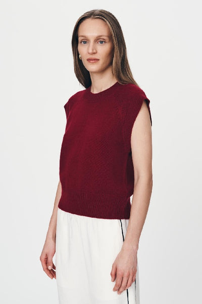 ROWIE - QUINN MERINO KNIT VEST - MERLOT RED - PERTH STOCKIST - AUSTRALIAN STOCKIST - WA STOCKIST - AUSTRALIA STOCKIST - AUS STOCKIST - PERTH BOUTIQUE - WA BOUTIQUE - AUS BOUTIQUE - AUSTRALIA BOUTIQUE 