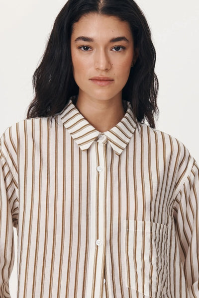 ROWIE - RAMONA STRIPE LONG SLEEVE SHIRT - SIENNA