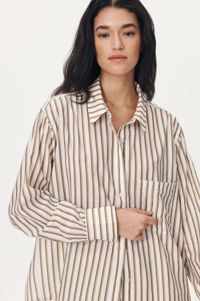 ROWIE - RAMONA STRIPE LONG SLEEVE SHIRT - SIENNA