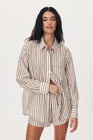 ROWIE - RAMONA STRIPE LONG SLEEVE SHIRT - SIENNA
