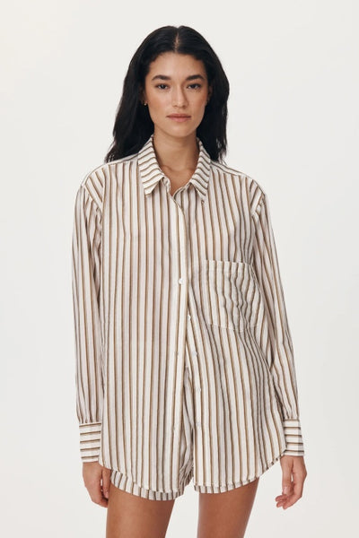 ROWIE - RAMONA STRIPE LONG SLEEVE SHIRT - SIENNA