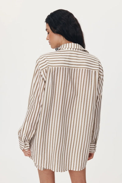 ROWIE - RAMONA STRIPE LONG SLEEVE SHIRT - SIENNA