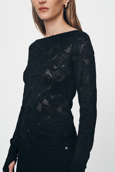 ROWIE - SAMANTHA LACE TOP - NOIR - PERTH STOCKIST - AUSTRALIAN STOCKIST - WA STOCKIST - AUSTRALIA STOCKIST - AUS STOCKIST - PERTH BOUTIQUE - WA BOUTIQUE - AUS BOUTIQUE - AUSTRALIA BOUTIQUE 