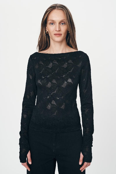 ROWIE - SAMANTHA LACE TOP - NOIR - PERTH STOCKIST - AUSTRALIAN STOCKIST - WA STOCKIST - AUSTRALIA STOCKIST - AUS STOCKIST - PERTH BOUTIQUE - WA BOUTIQUE - AUS BOUTIQUE - AUSTRALIA BOUTIQUE 