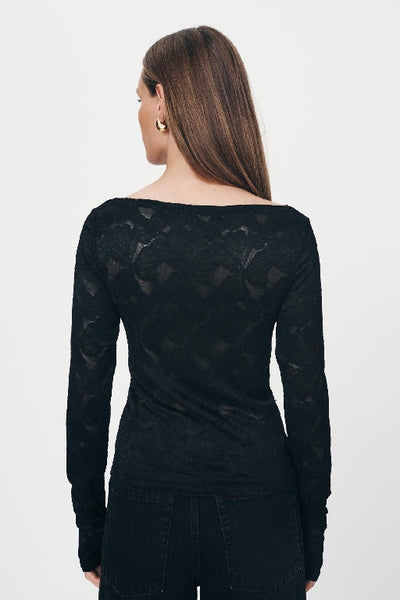 ROWIE - SAMANTHA LACE TOP - NOIR - PERTH STOCKIST - AUSTRALIAN STOCKIST - WA STOCKIST - AUSTRALIA STOCKIST - AUS STOCKIST - PERTH BOUTIQUE - WA BOUTIQUE - AUS BOUTIQUE - AUSTRALIA BOUTIQUE 