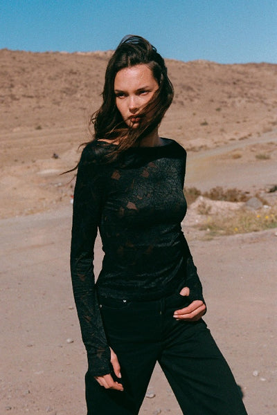 ROWIE - SAMANTHA LACE TOP - NOIR - PERTH STOCKIST - AUSTRALIAN STOCKIST - WA STOCKIST - AUSTRALIA STOCKIST - AUS STOCKIST - PERTH BOUTIQUE - WA BOUTIQUE - AUS BOUTIQUE - AUSTRALIA BOUTIQUE 