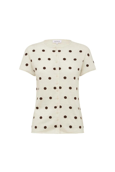 ROWIE - SANDRA MERINO KNIT TOP - BONE / ESPRESSO SPOT - PERTH BOUTIQUE - AUSTRALIAN BOUTIQUE - WA BOUTIQUE - INTERNATIONAL SHIPPING - USA SHIPPING - PERTH STORES - PERTH STORE - AUSTRALIA - WA - WESTER AUSTRALIA - WOMENS FASHION - FASHION - CLOTHING - WA STOCKIST - PERTH STOCKIST - AUSTRALIAN STOCKIST - STOCKIST