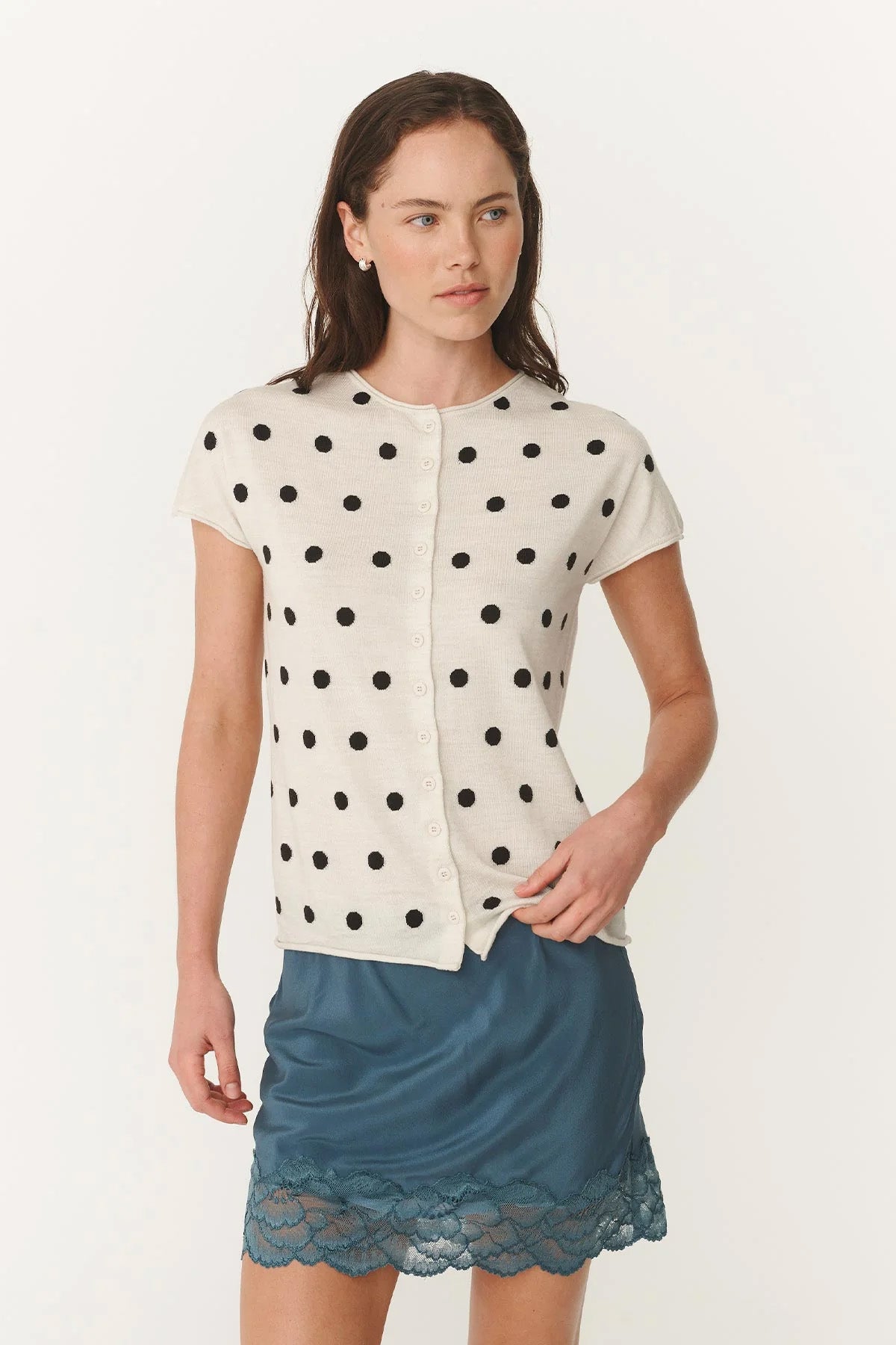 Rowie SHOP ROWIE - SANDRA MERINO KNIT TOP - BONE / ESPRESSO SPOT – Chachi