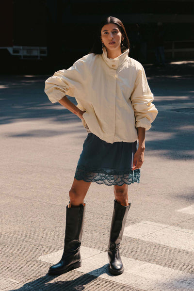 ROWIE - SOREN FUNNEL NECK BOMBER JACKET - VANILLA CREME - PERTH BOUTIQUE - AUSTRALIAN BOUTIQUE - WA BOUTIQUE - INTERNATIONAL SHIPPING - USA SHIPPING - PERTH STORES - PERTH STORE - AUSTRALIA - WA - WESTER AUSTRALIA - WOMENS FASHION - FASHION - CLOTHING - WA STOCKIST - PERTH STOCKIST - AUSTRALIAN STOCKIST - STOCKIST