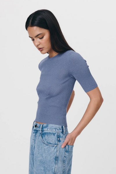 ROWIE - STANLEY KNIT TEE - SILVER BLUE