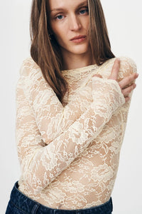 ROWIE - TONYA ROSE LACE TOP - BUTTER CREME