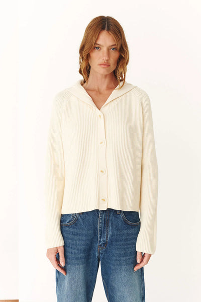 SHOP ROWIE SAYLOR KNIT CARDIGAN IN SNOW ONLINE