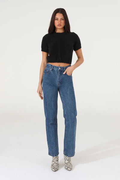 SHOP MADISON THE LABEL RUBY KNIT TEE IN BLACK ONLINE