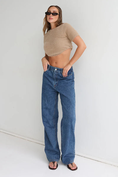 SHOP MADISON THE LABEL RUBY KNIT TEE IN CAMEL ONLINE