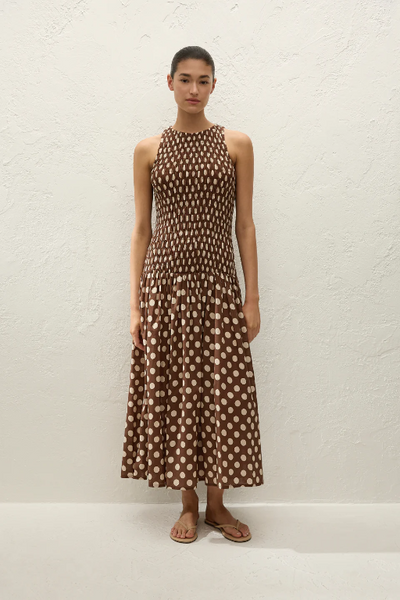 FAITHFULL THE BRAND - LUISA MIDI DRESS - CIOCCOLATO DOT