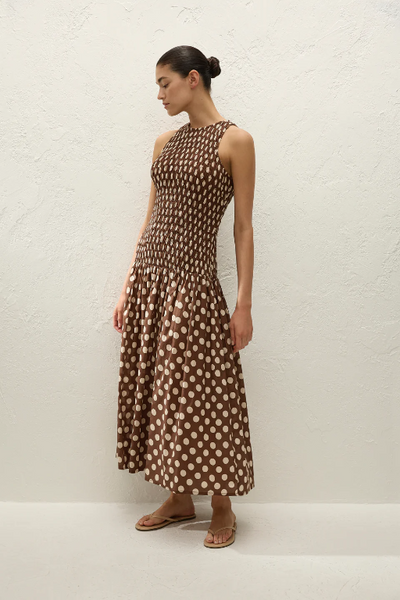FAITHFULL THE BRAND - LUISA MIDI DRESS - CIOCCOLATO DOT