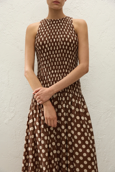 FAITHFULL THE BRAND - LUISA MIDI DRESS - CIOCCOLATO DOT