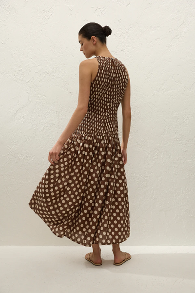 FAITHFULL THE BRAND - LUISA MIDI DRESS - CIOCCOLATO DOT