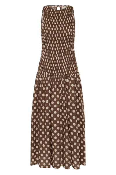 FAITHFULL THE BRAND - LUISA MIDI DRESS - CIOCCOLATO DOT