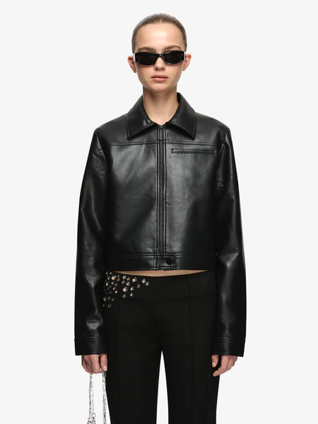 SHOP BEC + BRIDGE SAPHIRA CROPPED JACKET IN BLACK ONLINE