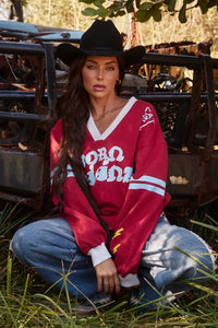 SABBI - THE BORN ORIGINAL JUMPER - MAROON & SKY