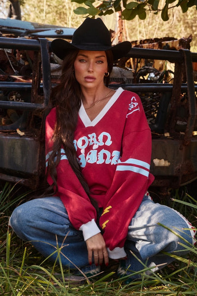 SABBI - THE BORN ORIGINAL JUMPER - MAROON & SKY