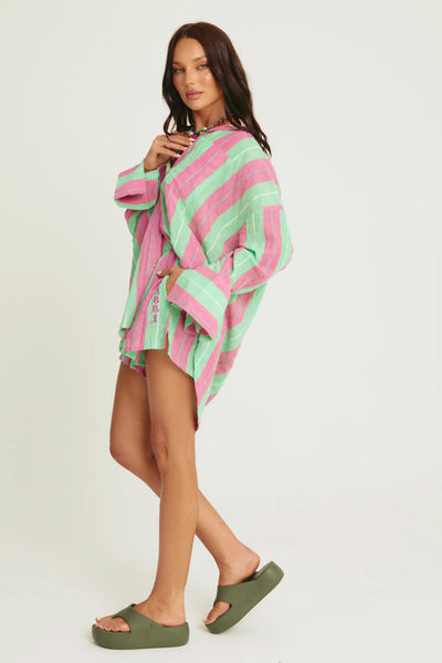 SABBI - THE DON JULIO SHIRT - POP STRIPE GREEN - PERTH BOUTIQUE - AUSTRALIAN BOUTIQUE - WA BOUTIQUE - INTERNATIONAL SHIPPING - USA SHIPPING - PERTH STORES - PERTH STORE - AUSTRALIA - WA - WESTER AUSTRALIA - WOMENS FASHION - FASHION - CLOTHING - WA STOCKIST - PERTH STOCKIST - AUSTRALIAN STOCKIST - STOCKIST