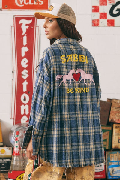 SABBI - THE HORSE POWER DISTRESSED FLANNEL SHIRT - BLUE - PERTH BOUTIQUE - AUSTRALIAN BOUTIQUE - WA BOUTIQUE - INTERNATIONAL SHIPPING - USA SHIPPING - PERTH STORES - PERTH STORE - AUSTRALIA - WA - WESTER AUSTRALIA - WOMENS FASHION - FASHION - CLOTHING - WA STOCKIST - PERTH STOCKIST - AUSTRALIAN STOCKIST - STOCKIST
