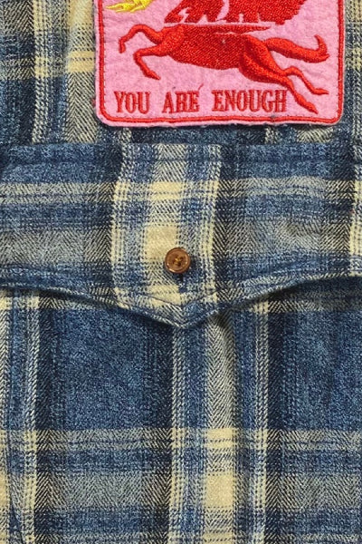 SABBI - THE HORSE POWER DISTRESSED FLANNEL SHIRT - BLUE - PERTH BOUTIQUE - AUSTRALIAN BOUTIQUE - WA BOUTIQUE - INTERNATIONAL SHIPPING - USA SHIPPING - PERTH STORES - PERTH STORE - AUSTRALIA - WA - WESTER AUSTRALIA - WOMENS FASHION - FASHION - CLOTHING - WA STOCKIST - PERTH STOCKIST - AUSTRALIAN STOCKIST - STOCKIST