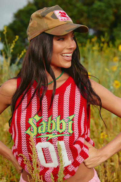 SABBI - THE KNIT B-BALL SINGLET - RED & PINK - PERTH BOUTIQUE - AUSTRALIAN BOUTIQUE - WA BOUTIQUE - INTERNATIONAL SHIPPING - USA SHIPPING - PERTH STORES - PERTH STORE - AUSTRALIA - WA - WESTER AUSTRALIA - WOMENS FASHION - FASHION - CLOTHING - WA STOCKIST - PERTH STOCKIST - AUSTRALIAN STOCKIST - STOCKIST