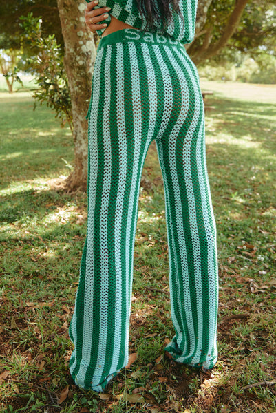 SABBI - THE KNIT STRIPE BEACH PANTS - GREEN STRIPE - PERTH BOUTIQUE - AUSTRALIAN BOUTIQUE - WA BOUTIQUE - INTERNATIONAL SHIPPING - USA SHIPPING - PERTH STORES - PERTH STORE - AUSTRALIA - WA - WESTER AUSTRALIA - WOMENS FASHION - FASHION - CLOTHING - WA STOCKIST - PERTH STOCKIST - AUSTRALIAN STOCKIST - STOCKIST