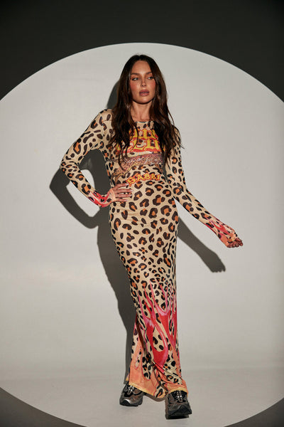 SABBI - THE PANTERA MESH LONG SLEEVE MAXI DRESS - LEOPARD/ FLAMES - PERTH BOUTIQUE - AUSTRALIAN BOUTIQUE - WA BOUTIQUE - INTERNATIONAL SHIPPING - USA SHIPPING - PERTH STORES - PERTH STORE - AUSTRALIA - WA - WESTER AUSTRALIA - WOMENS FASHION - FASHION - CLOTHING - WA STOCKIST - PERTH STOCKIST - AUSTRALIAN STOCKIST - STOCKIST