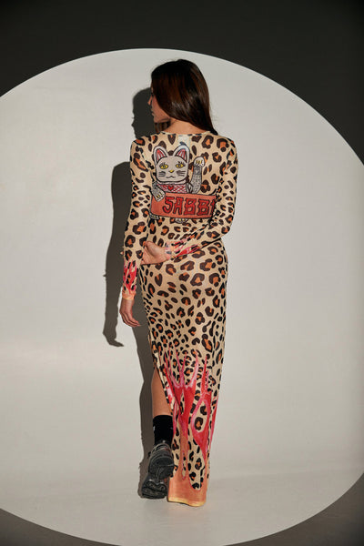 SABBI - THE PANTERA MESH LONG SLEEVE MAXI DRESS - LEOPARD/ FLAMES - PERTH BOUTIQUE - AUSTRALIAN BOUTIQUE - WA BOUTIQUE - INTERNATIONAL SHIPPING - USA SHIPPING - PERTH STORES - PERTH STORE - AUSTRALIA - WA - WESTER AUSTRALIA - WOMENS FASHION - FASHION - CLOTHING - WA STOCKIST - PERTH STOCKIST - AUSTRALIAN STOCKIST - STOCKIST