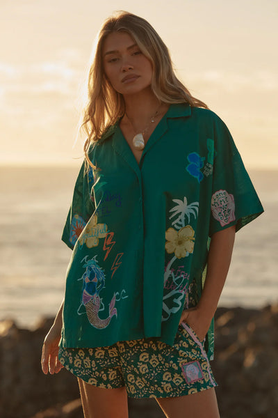 SABBI - THE PATRON SHIRT - SEAS THE DAY - GREEN - PERTH BOUTIQUE - AUSTRALIAN BOUTIQUE - WA BOUTIQUE - INTERNATIONAL SHIPPING - USA SHIPPING - PERTH STORES - PERTH STORE - AUSTRALIA - WA - WESTER AUSTRALIA - WOMENS FASHION - FASHION - CLOTHING - WA STOCKIST - PERTH STOCKIST - AUSTRALIAN STOCKIST - STOCKIST
