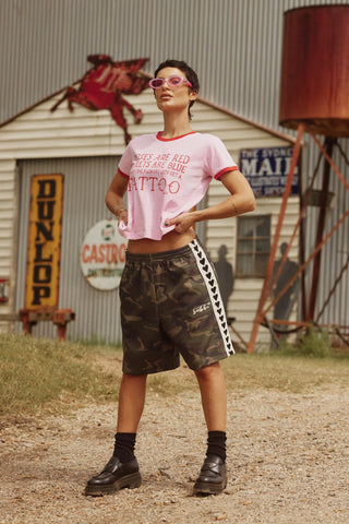 SABBI - THE RAVING HEARTS SHORTS - CAMO - PERTH BOUTIQUE - AUSTRALIAN BOUTIQUE - WA BOUTIQUE - INTERNATIONAL SHIPPING - USA SHIPPING - PERTH STORES - PERTH STORE - AUSTRALIA - WA - WESTER AUSTRALIA - WOMENS FASHION - FASHION - CLOTHING - WA STOCKIST - PERTH STOCKIST - AUSTRALIAN STOCKIST - STOCKIST